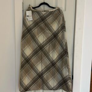 Liz Claiborne Plaid Skirt in Brown and Cream